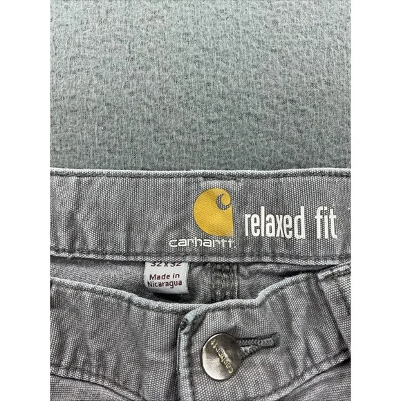Carhartt Pants Mens 32x32 Gray Relaxed Fit Canvas Workwear Utility Distressed - Picture 11 of 15